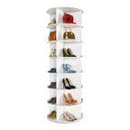 360° Rotating 7-Tier Round Shoe Carousel, Holds 28 Pairs Spinning Shoe Storage for Entryway Hallway