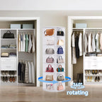 360° Rotating 7-Tier Round Shoe Carousel, Holds 28 Pairs Spinning Shoe Storage for Entryway Hallway