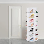 360° Rotating 7-Tier Round Shoe Carousel, Holds 28 Pairs Spinning Shoe Storage for Entryway Hallway