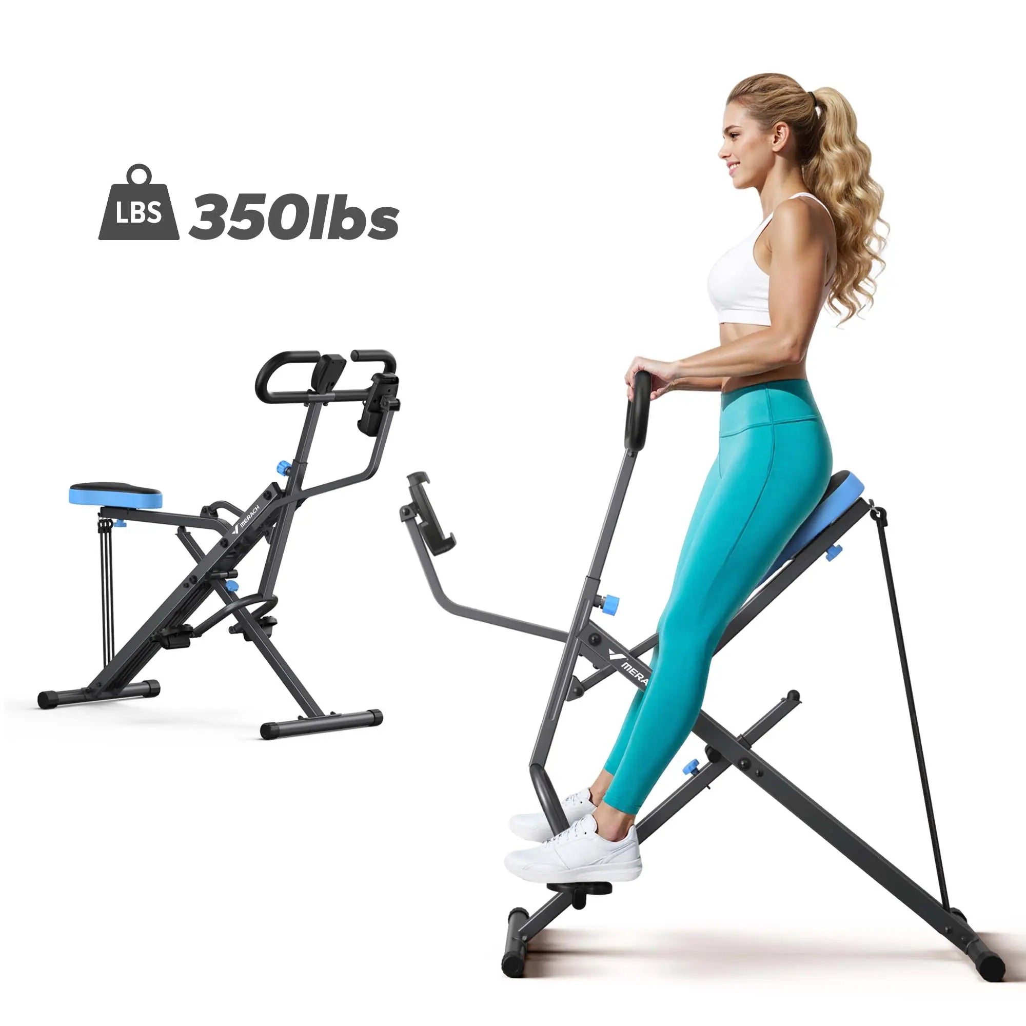 350LBS 2-in-1 Squat Row Trainer with LCD, Adjustable Resistance Leg & Glute Workout Machine for Women