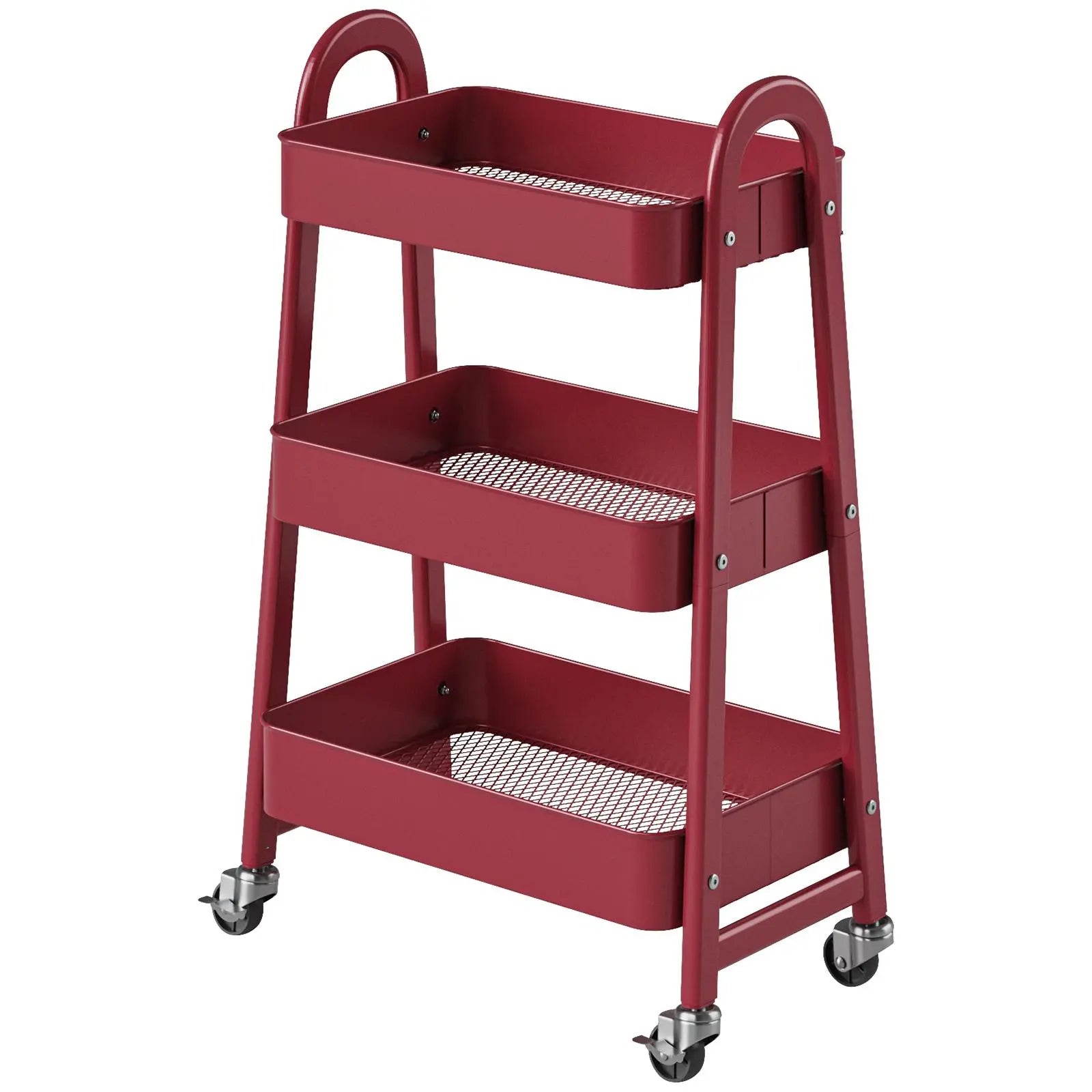 Space Saving 3 Layer Rolling Metal Organizer Rack, Mobile Storage Cart for Home Kitchen Bedroom