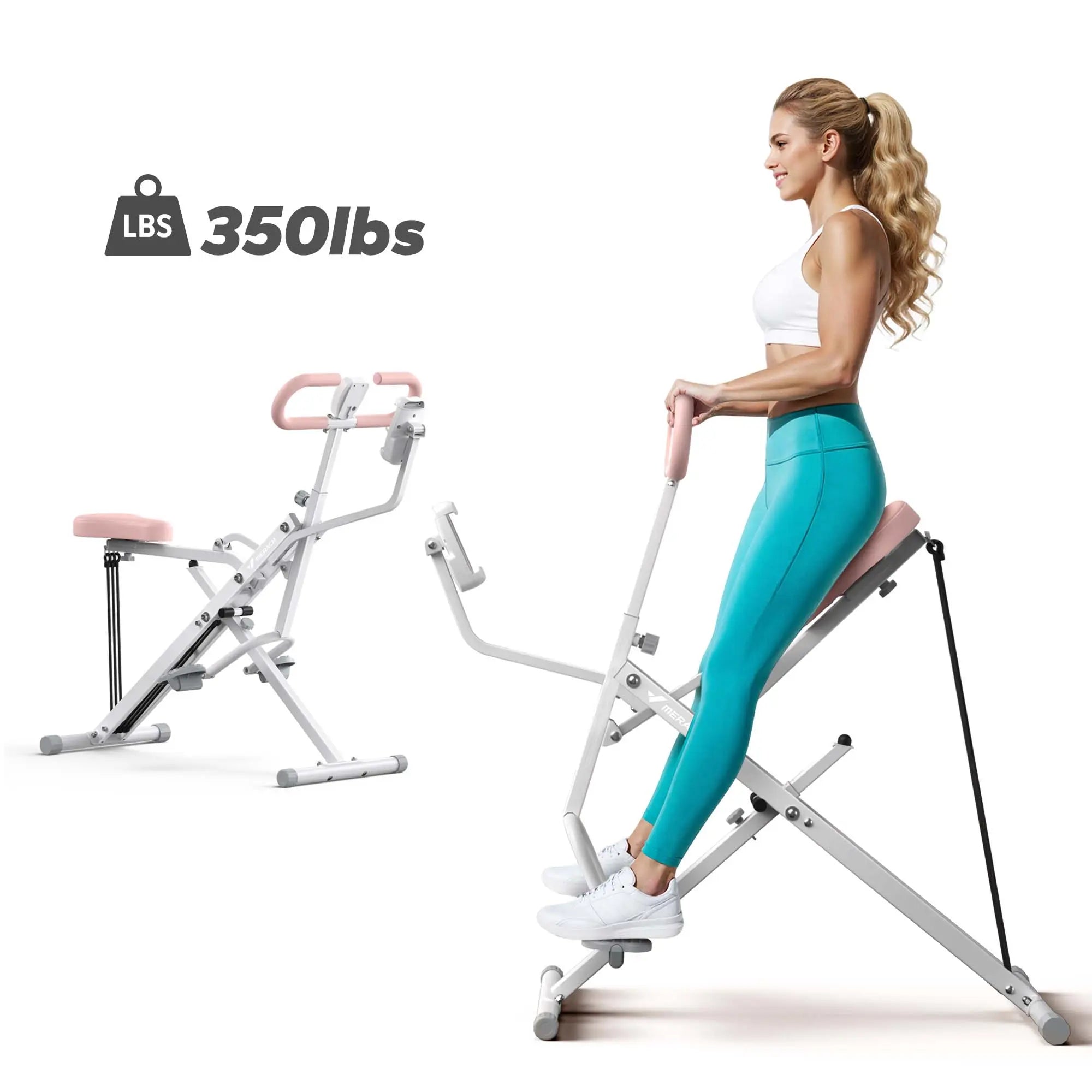 350LBS 2-in-1 Squat Row Trainer with LCD, Adjustable Resistance Leg & Glute Workout Machine for Women
