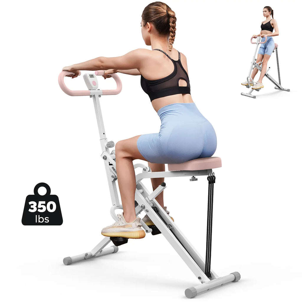 350LBS 2-in-1 Squat Row Trainer with LCD, Adjustable Resistance Leg & Glute Workout Machine for Women